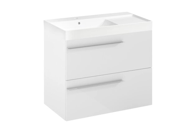 Nábytkový set Laufen Ardo 80, skříňka 80 pod umyvadlo bílá lesk, umyvadlo Ardo 80 nábytkové levé bílé, madlo chrom