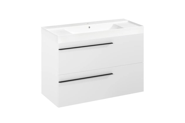 Nábytkový set Laufen Ardo 100, skříňka 100 pod umyvadlo bílá mat, umyvadlo Ardo 100 nábytkové bílé, madlo černá mat