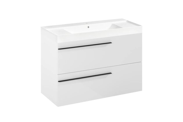 Nábytkový set Laufen Ardo 100, skříňka 100 pod umyvadlo bílá lesk, umyvadlo Ardo 100 nábytkové bílé, madlo černá mat
