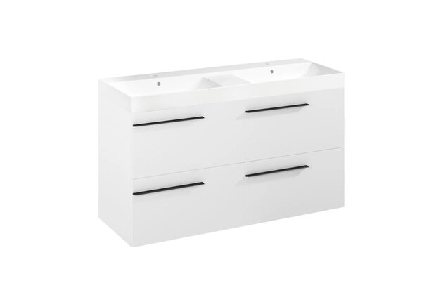 Nábytkový set Laufen Ardo 120, skříňka 120 pod umyvadlo bílá mat, umyvadlo Ardo 120 nábytkové bílé, madlo černá mat