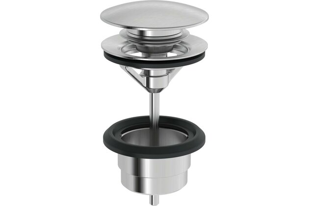 Uzávěr odpadu Hansa tlačný broušená ocel, 0764010080