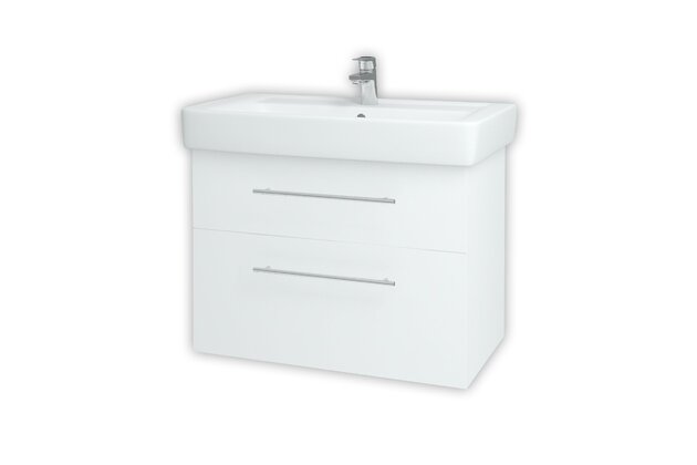Q Max 800 spodní skříň včetně umyvadla Q 800 bílá lesk bez úchytky 60193