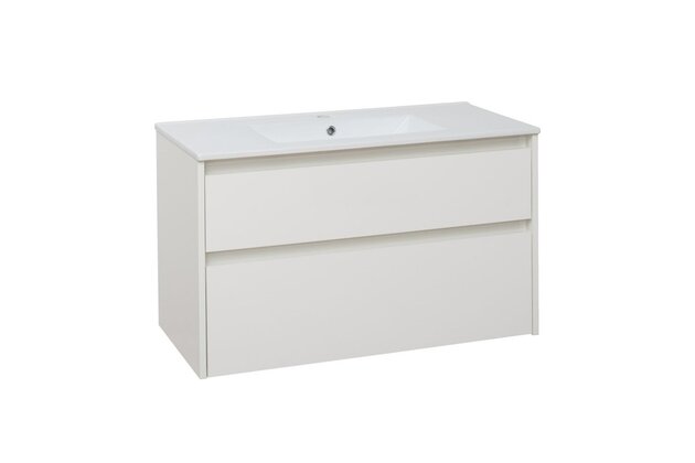 Skříňka EBS Duomo 101 s umyvadlem slim, bílá lesk, DUOMOSL101B
