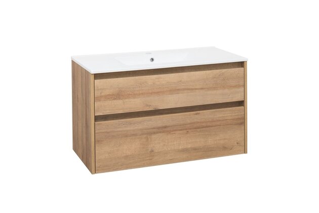 Skříňka EBS Duomo 101 s umyvadlem slim, dub Riviera, DUOMOSL101D