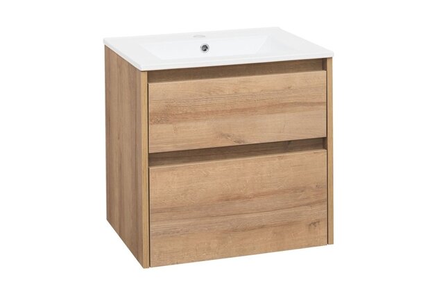 Skříňka EBS Duomo 61 s umyvadlem slim, dub Riviera, DUOMOSL61D