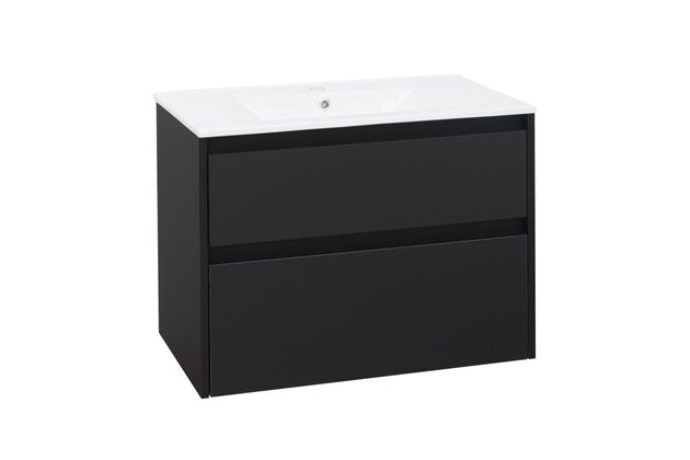 Skříňka EBS Duomo 81 s umyvadlem slim, černá mat, DUOMOSL81C