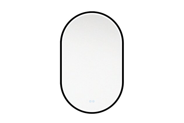 Zrcadlo EBS Emilia 50 oválné, s LED osvětlením a senzorem, černý rám, EMILIAZ5080PLEDB
