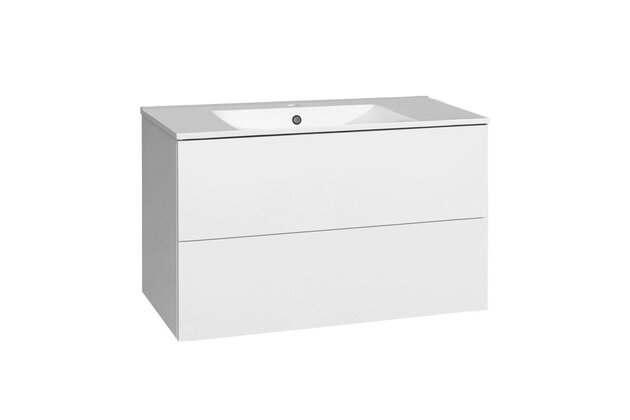 Skříňka EBS Kuba 101 s umyvadlem slim, bílá lesk, KUBASL101B
