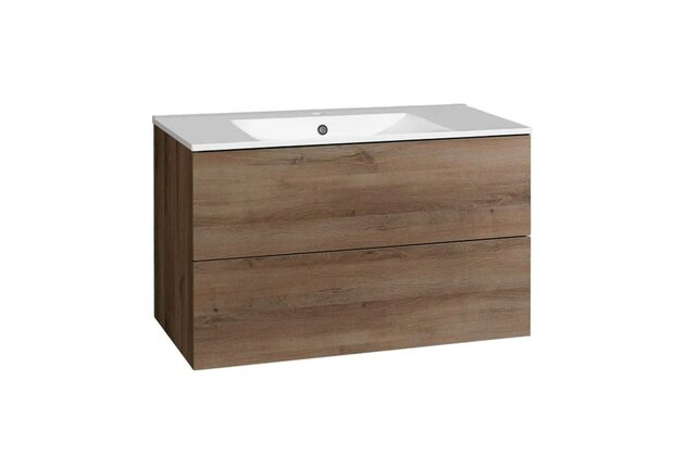 Skříňka EBS Kuba 101 s umyvadlem slim, dub Halifax, KUBASL101H