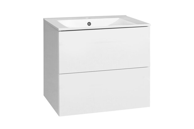Skříňka EBS Kuba 61 s umyvadlem slim, bílá lesk, KUBASL61B