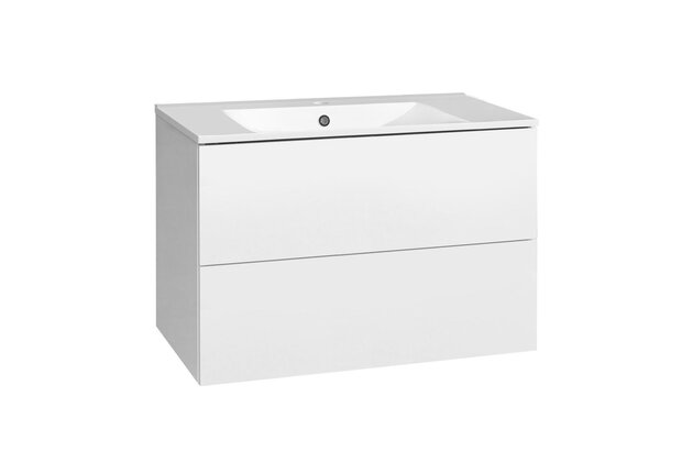 Skříňka EBS Kuba 81 s umyvadlem slim, bílá lesk, KUBASL81B