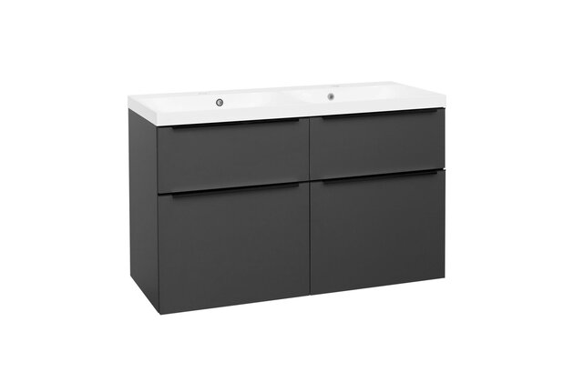 Skříňka EBS Nevio B 121 s umyvadlem, černý úchyt, antracit, NEVIO121CS