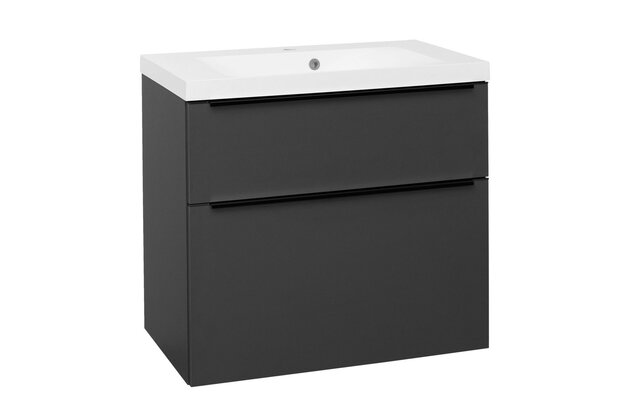Skříňka EBS Nevio B 81 s umyvadlem, černý úchyt, antracit, NEVIO81CS