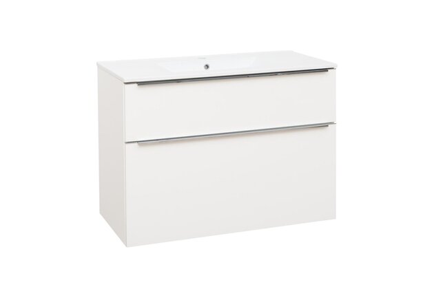 Skříňka EBS Nevio 101 s umyvadlem slim, bílá lesk, NEVIOSL101B