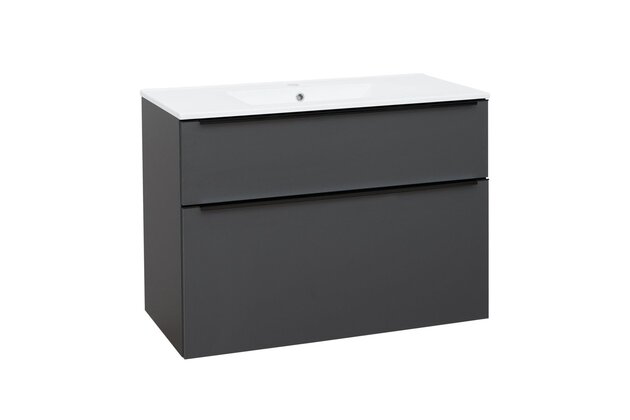 Skříňka EBS Nevio B 101 s umyvadlem slim, černý úchyt, antracit, NEVIOSL101CS