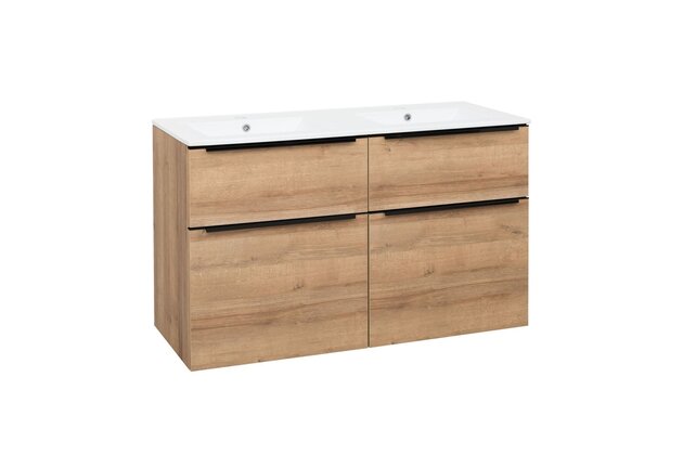 Skříňka EBS Nevio B 121 s umyvadlem slim, černý úchyt, dub Riviera, NEVIOSL121CD