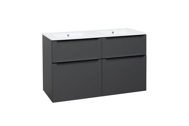 Skříňka EBS Nevio B 121 s umyvadlem slim, černý úchyt, antracit, NEVIOSL121CS