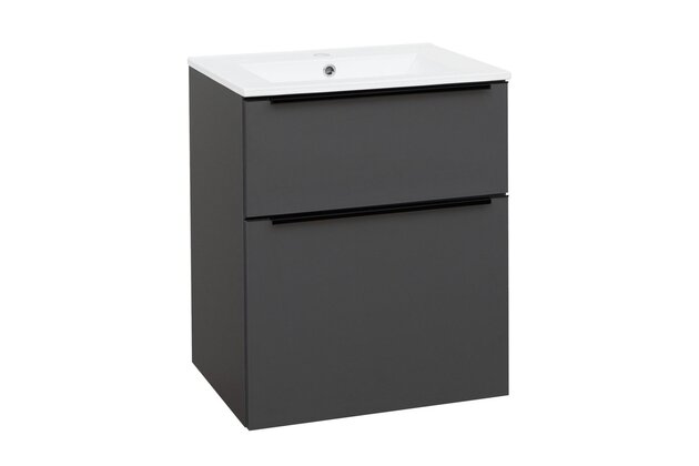 Skříňka EBS Nevio B 61 s umyvadlem slim, černý úchyt, antracit, NEVIOSL61CS