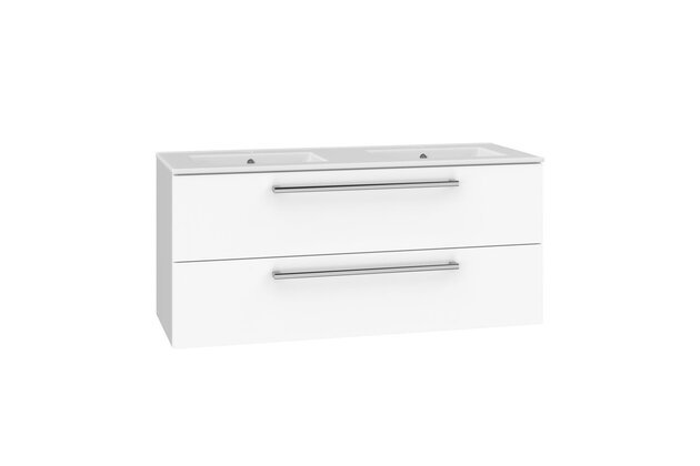 Skříňka EBS Pure 121 s dvojumyvadlem slim, bílá, PURESL121B