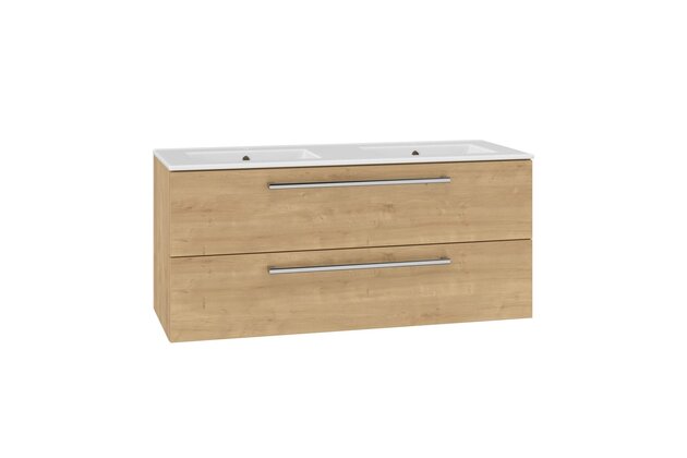 Skříňka EBS Pure 2.0 121 s dvojumyvadlem slim, dub Arlington, PURESL121DA