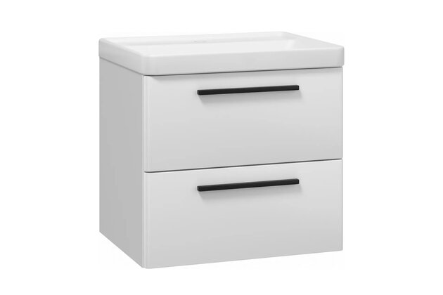 Skříňka EBS Urban 61 s umyvadlem, bílá lesk/madlo černá mat, URBAN60BC