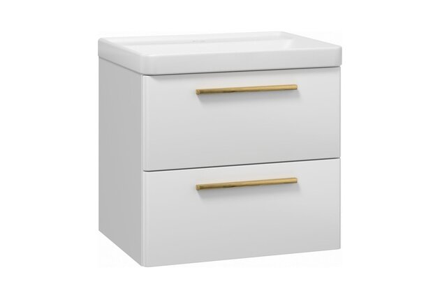 Skříňka EBS Urban 61 s umyvadlem, bílá lesk/madlo zlatá k artáčovaná, URBAN60BZ