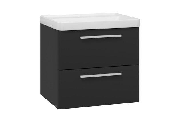 Skříňka EBS Urban 61 s umyvadlem, černá mat/madlo bílá mat, URBAN60CMB