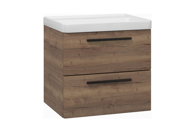 Skříňka EBS Urban 61 s umyvadlem, dub Halifax/madlo černá, URBAN60DHC