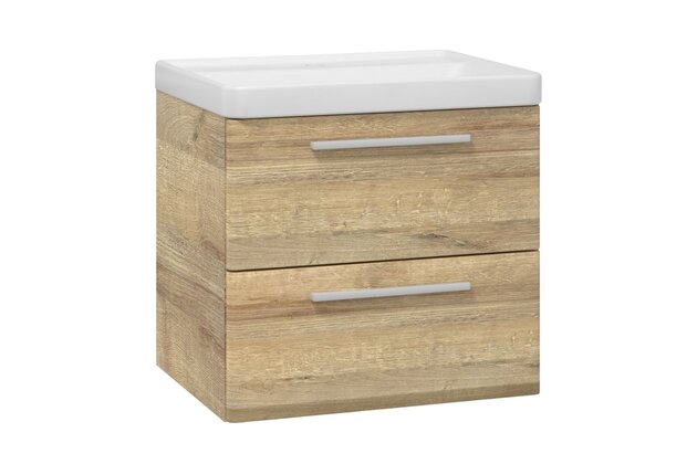 Skříňka EBS Urban 61 s umyvadlem, dub Riviera/madlo bílá mat, URBAN60DRB