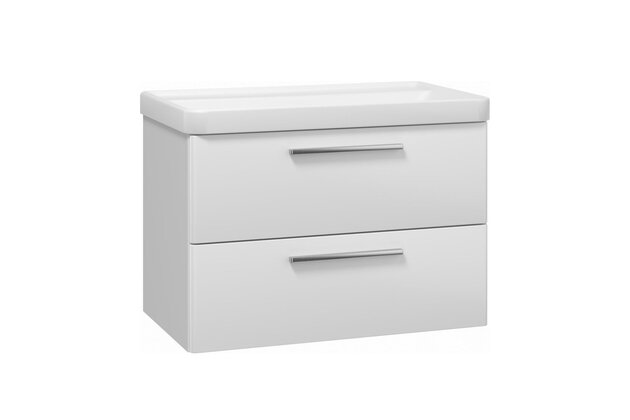 Skříňka EBS Urban 81 s umyvadlem, bílá lesk/madlo nerez, URBAN80BN