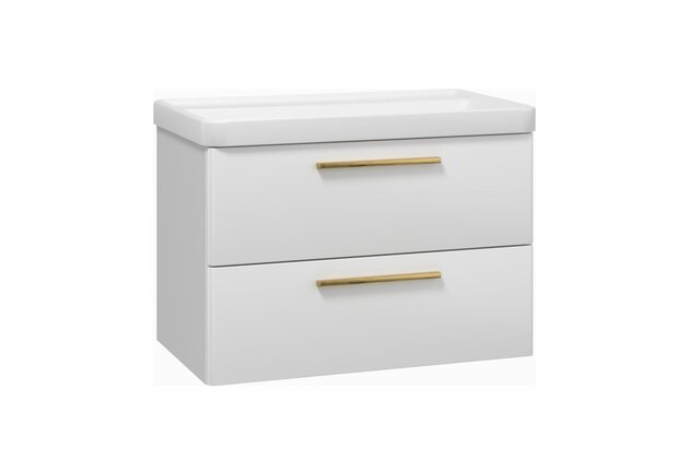 Skříňka EBS Urban 81 s umyvadlem, bílá lesk/madlo zlatá k artáčovaná, URBAN80BZ