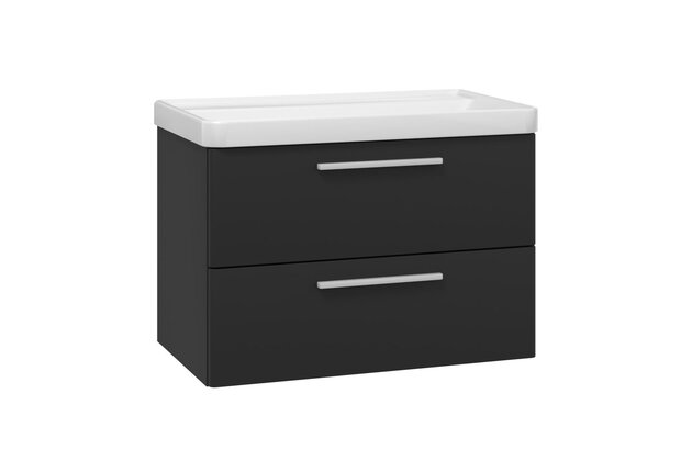 Skříňka EBS Urban 81 s umyvadlem, černá mat/madlo bílá mat, URBAN80CMB