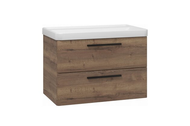 Skříňka EBS Urban 81 s umyvadlem, dub Halifax/madlo černá, URBAN80DHC