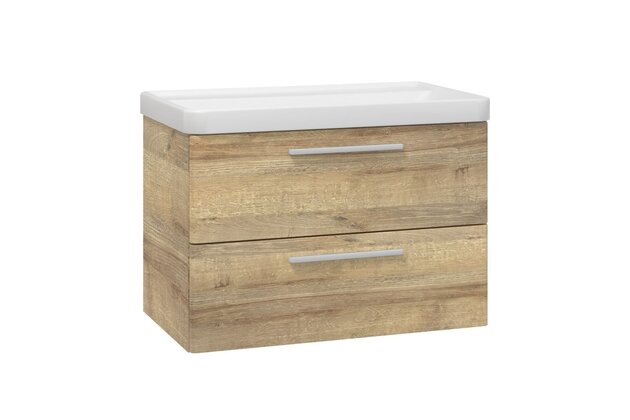 Skříňka EBS Urban 81 s umyvadlem, dub Riviera/madlo bílá mat, URBAN80DRB