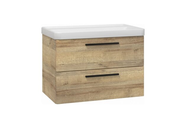 Skříňka EBS Urban 81 s umyvadlem, dub Riviera/madlo černá, URBAN80DRC