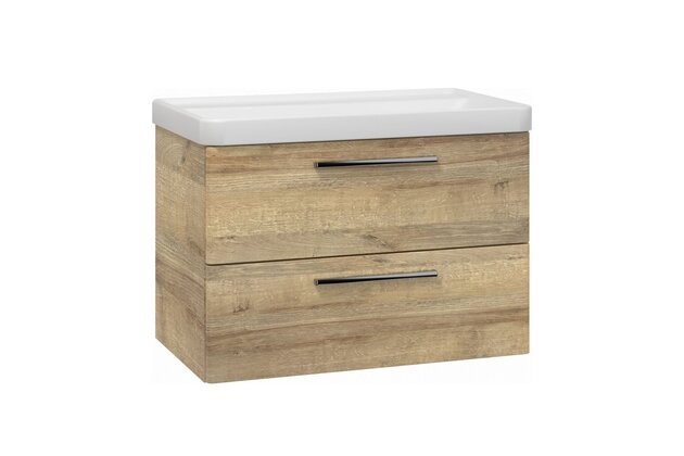 Skříňka EBS Urban 81 s umyvadlem, dub Riviera/madlo chrom, URBAN80DRCR