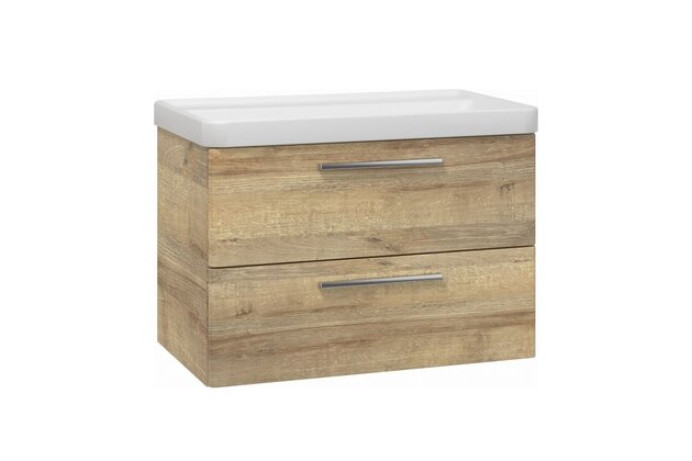 Skříňka EBS Urban 81 s umyvadlem, dub Riviera/madlo nerez, URBAN80DRN