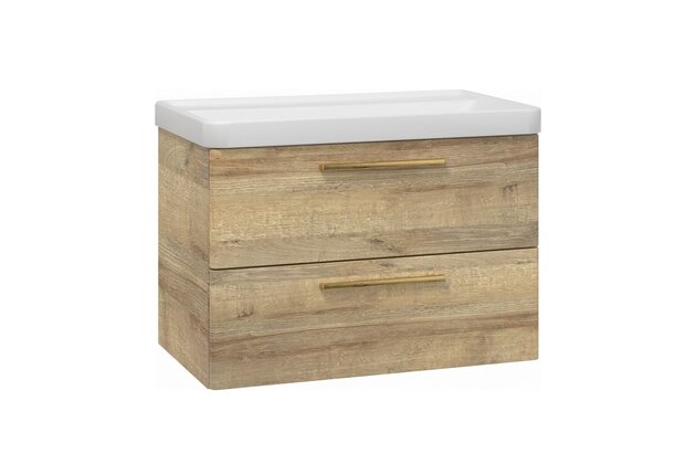 Skříňka EBS Urban 81 s umyvadlem, dub Riviera/madlo zlatá k artáčovaná, URBAN80DRZ