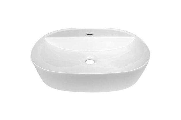 Umyvadlo EBS Spin 50 na desku, s otvorem, bez přepadu, ovál, bílá, SPINU505R