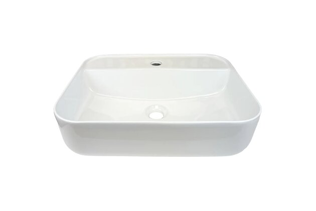 Umyvadlo EBS Spin 50 na desku, s otvorem, bez přepadu, obdélník, bílá, SPINU505Q