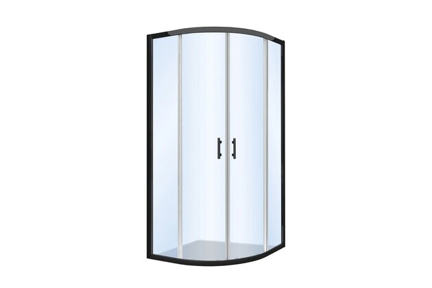 Sprchový kout EBS Vame čtvrtkruhový 90x90x190 R55, černý elox/transparent, VAMER90BTS