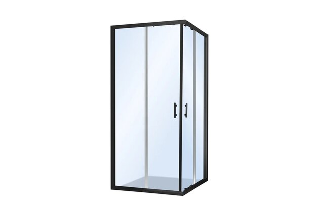 Sprchový kout EBS Vame čtvercový 90x90x190, černý elox/transparent, VAMEQ90BT