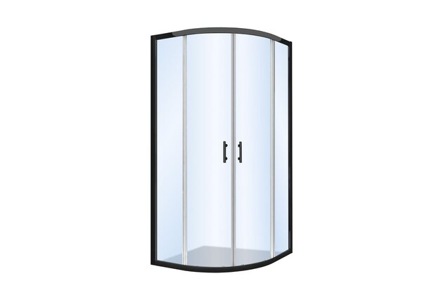 Sprchový kout EBS Vame čtvrtkruhový 90x90x190 R55, černý elox/transparent, VAMER90BT