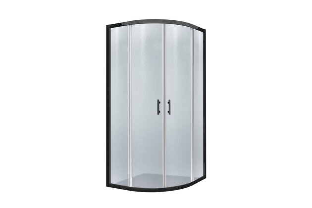 Sprchový kout EBS Vame čtvrtkruhový 90x90x190 R55, černý elox/grape, VAMER90BG