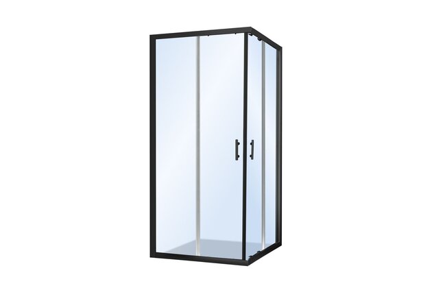 Sprchový kout EBS Vame čtvercový 80x80x190 R55, černý elox/transparent, VAMEQ80BT