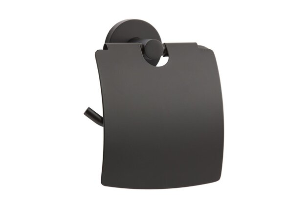 Držák toaletního papíru EBS Urban Round Black, s krytem, černá mat, UR25LBL