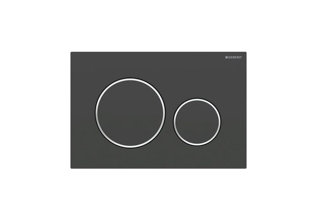 WC tlačítko Geberit Sigma20, černá mat/chrom lesk, 115.882.14.1