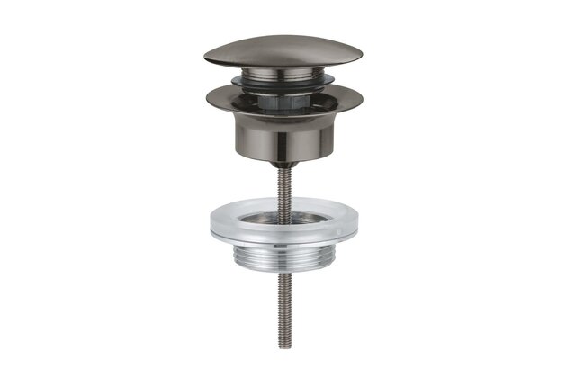 Výpust umyvadlová Grohe CLICK/CLACK, pro umyvadla s přepadem, G1 1/4, hard graphite kartáčovaný, 65807AL0