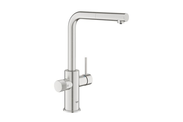 Baterie Grohe Blue Pure Minta filtrační, s vytahovací sprškou, supersteel - infinity, 30590DC0