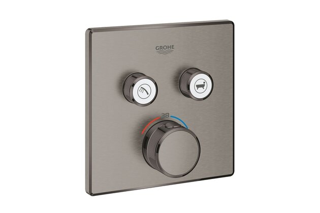 Baterie Grohe SmartControl sprchová podomítková termostatická, bez tělesa, s 2 ventily, hard graphite kartáčovaný, 29124AL0